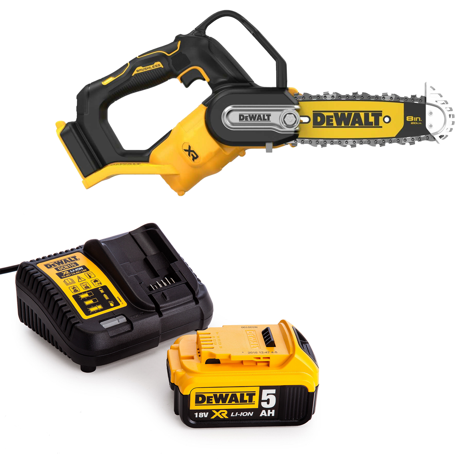 dcmps520p1-dewalt-18v-grandininis-pjuklas-1x50-ah DCMPS520P1 DeWALT 18V grandininis pjūklas (1x5.0 Ah) - Image 1