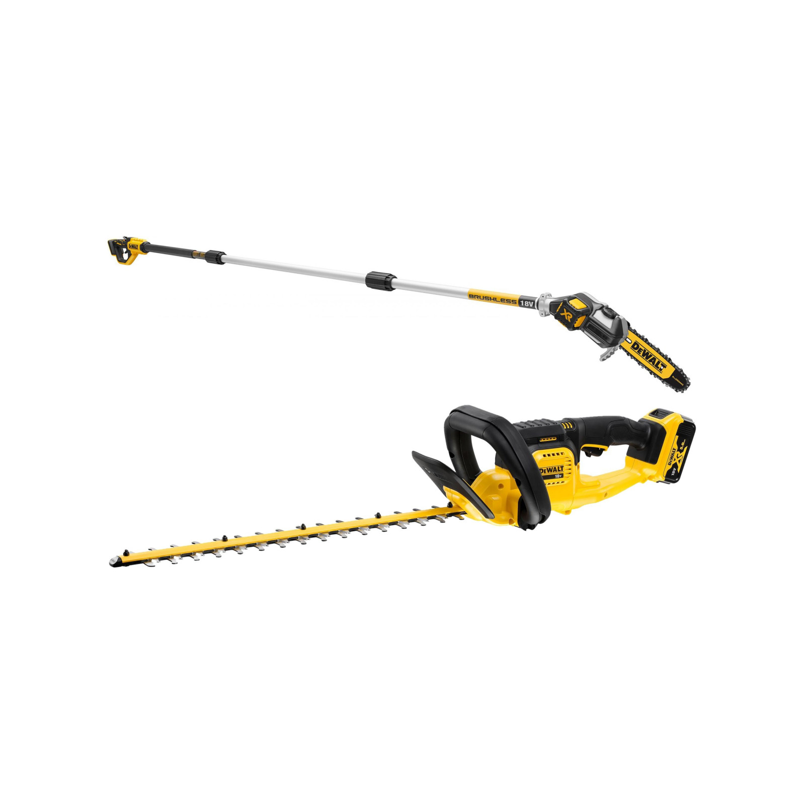 dcmpsh56kit-dewalt-18v-aukstapjoves-ir-gyvatvores-zirkliu-rinkinys DCMPSH56KIT DeWALT 18V aukštapjovės ir gyvatvorės žirklių rinkinys - Image 1