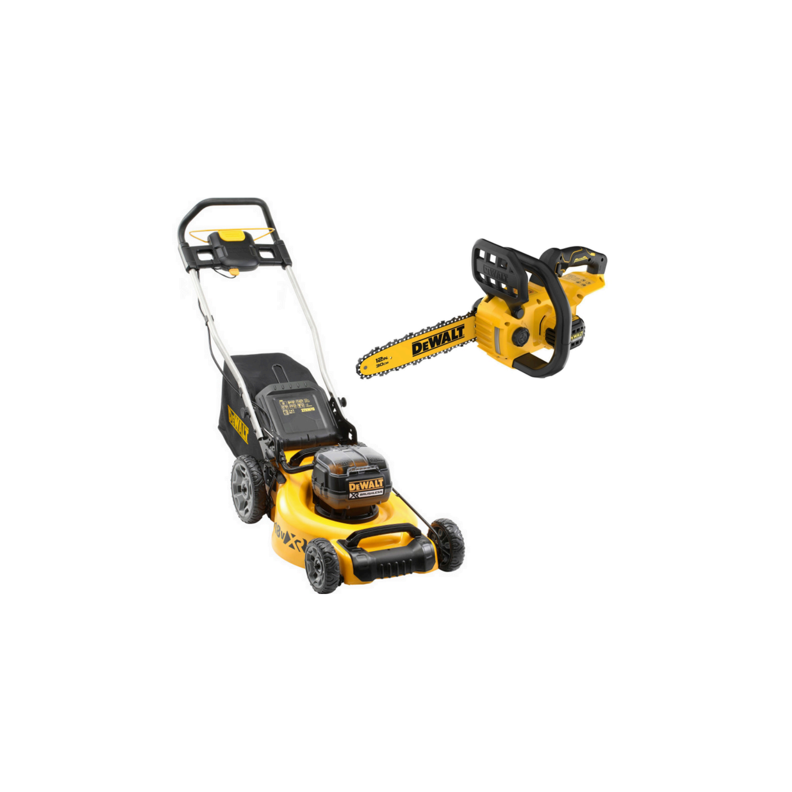 dcmw564p2-dewalt-2x18v-akumuliatorine-zoliapjove-2x50-ah-dcmcs565n-18v-grandininis-pjuklas-30-cm DCMW564P2 DeWALT 2x18V akumuliatorinė žoliapjovė (2x5.0 Ah) + DCMCS565N 18V grandininis pjūklas 30 cm - Image 1
