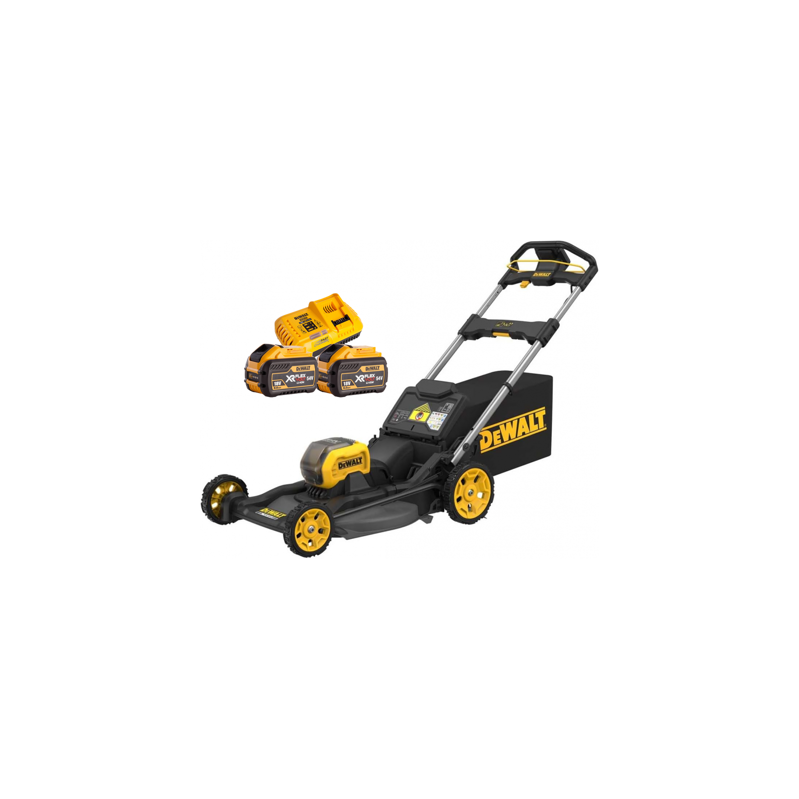 dcmwp500x2-dewalt-54v-xr-felxvolt-akumuliatorine-zoliapjove-2x90-ah DCMWP500X2 DeWALT 54V XR FELXVOLT akumuliatorinė žoliapjovė (2x9.0 Ah) - Image 1