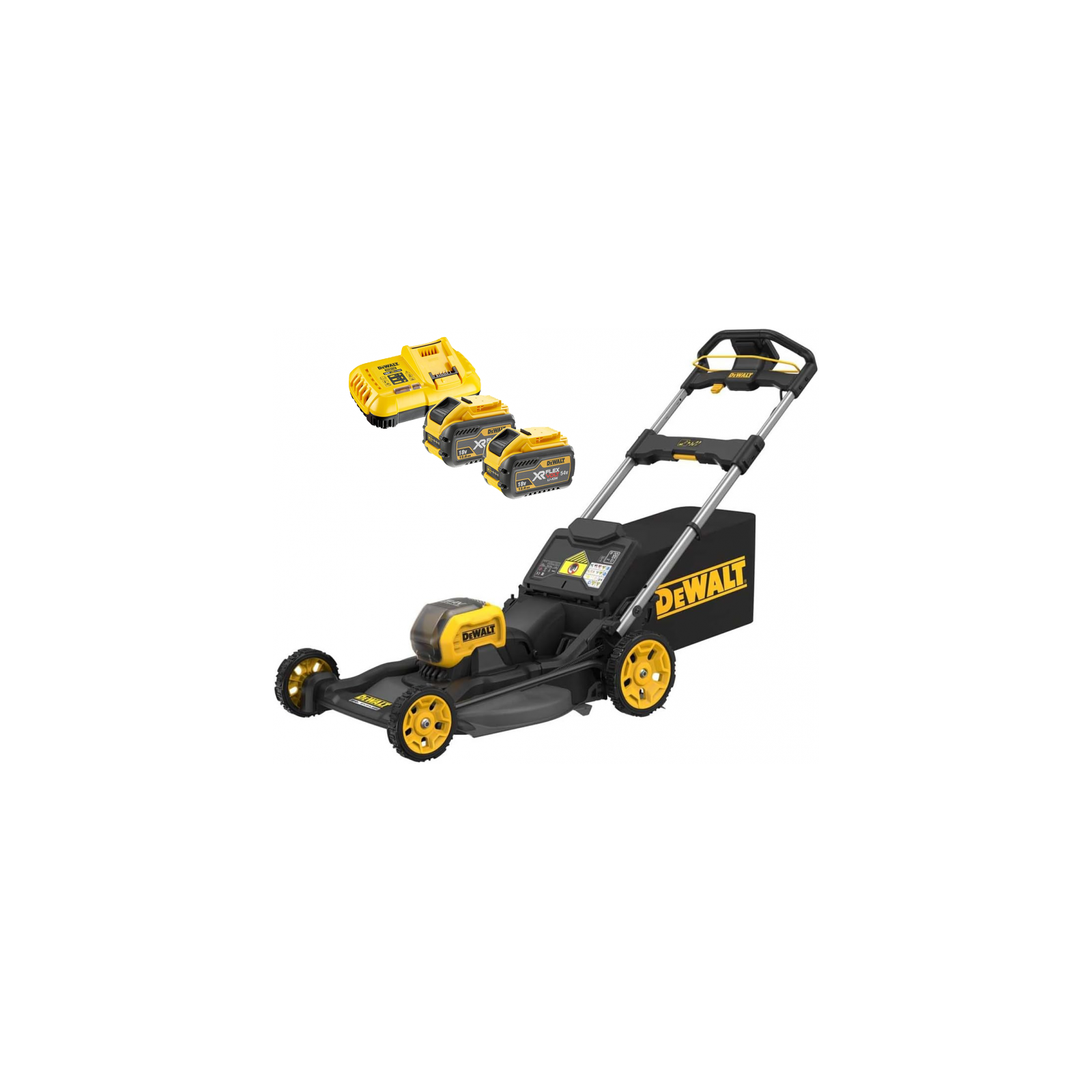 dcmwp500y2-dewalt-54v-xr-felxvolt-akumuliatorine-zoliapjove-2x120-ah DCMWP500Y2 DeWALT 54V XR FELXVOLT akumuliatorinė žoliapjovė (2x12.0 Ah) - Image 1