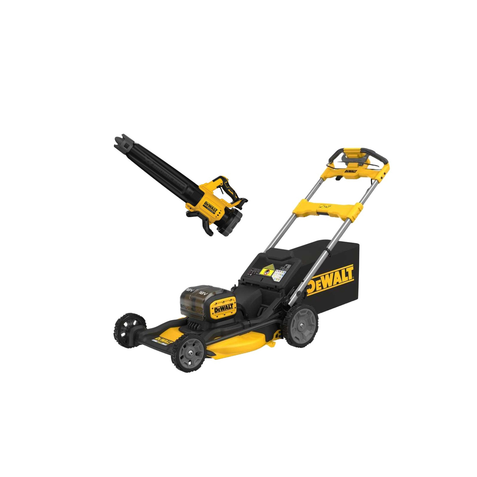 dcmwsp156n-dewalt-2x18v-savaeige-akumuliatorine-zoliapjove-dcmbl562n-18v-lapu-pustuvas DCMWSP156N DeWALT 2x18V savaeigė akumuliatorinė žoliapjovė + DCMBL562N 18V lapų pūstuvas - Image 1