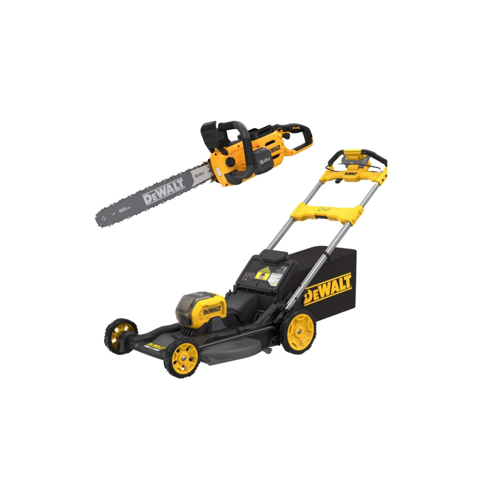 dcmwsp550n-dewalt-54v-flexvolt-savaeige-zoliapjove-dcmc575n-54v-grandininis-pjuklas-50-cm DCMWSP550N DeWALT 54V FLEXVOLT savaeigė žoliapjovė + DCMC575N 54V grandininis pjūklas 50 cm - Image 1