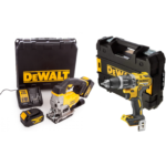DCS331M2 DeWALT 18V siaurapjūklis + DCD796NT 18V suktuvas – smūginis gręžtuvas