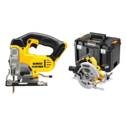 DCS331N DeWALT 18V siaurapjūklis + DCS570NT 18V diskinis pjūklas