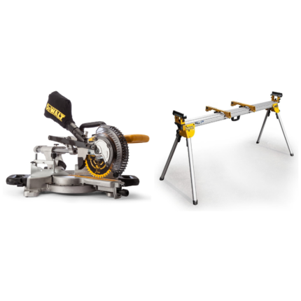DCS365M2 DeWALT 18V akumuliatorinės skersinio pjovimo staklės + DE7023 stalas