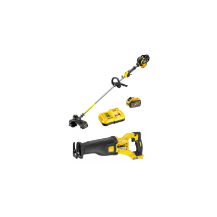 DCS388N DeWALT FLEXVOLT 54V tiesinis pjūklas + DCM571X1 54V žoliapjovė-trimeris