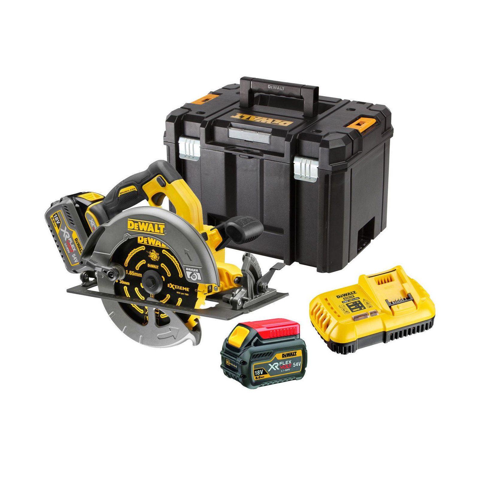 dcs575t2-dewalt-flexvolt-54v-diskinis-pjuklas-2x60-ah DCS575T2 DeWALT FLEXVOLT 54V diskinis pjūklas (2x6.0 Ah) - Image 1