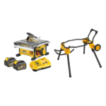 DCS7485T2 DeWALT FLEXVOLT 54V išilginio pjovimo staklės + DWE74911 staklių stovas (2x6.0 Ah)