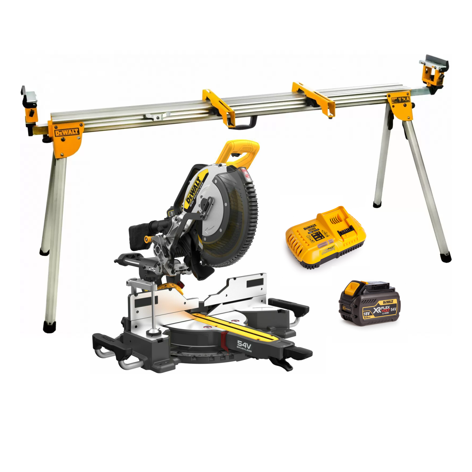 dcs781t1-dewalt-flexvolt-54v-skersinio-pjovimo-stakles-305-mm-1x60-ah-de7023-stovas DCS781T1 DeWALT FLEXVOLT 54V skersinio pjovimo staklės 305 mm (1x6.0 Ah) + DE7023 stovas - Image 1