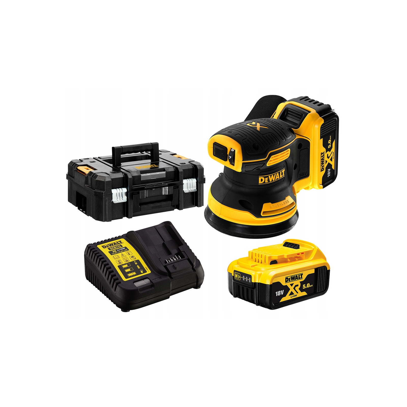 dcw210p2-dewalt-18v-125-mm-ekscentrinis-slifuoklis-2x50-ah DCW210P2 DeWALT 18V 125 mm ekscentrinis šlifuoklis (2x5.0 Ah) - Image 1