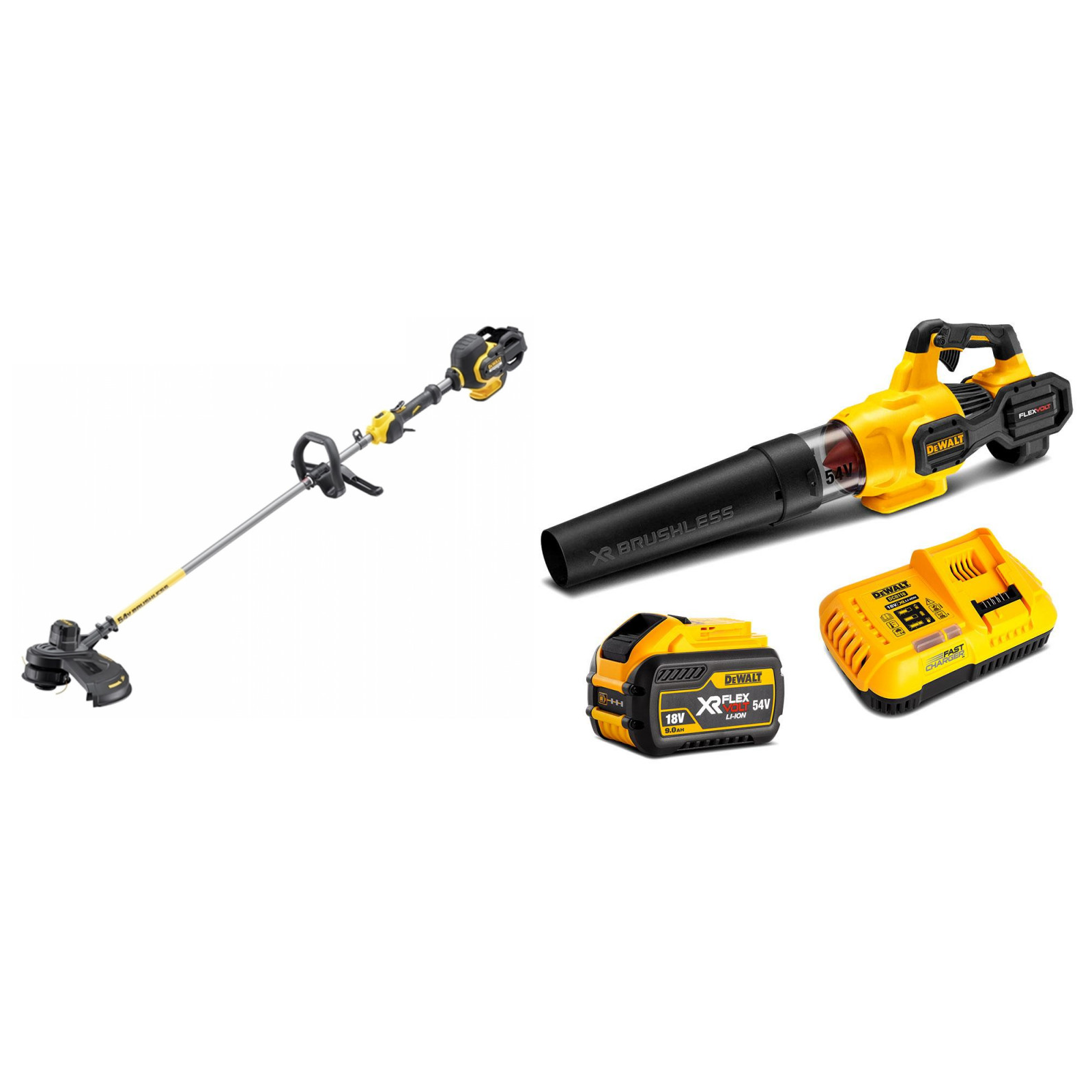 dewalt-dcmba572x1-54v-flexvolt-pustuvas-dcm571n-flexvolt-54v-zoliapjove-trimeris DeWALT DCMBA572X1 54V FLEXVOLT pūstuvas + DCM571N FLEXVOLT 54V žoliapjovė - trimeris - Image 1