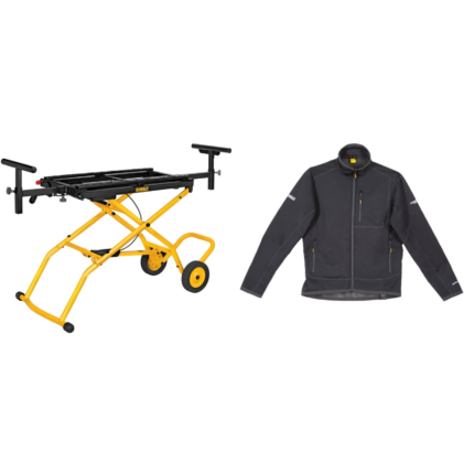 DeWALT DE7260 diskinio pjūklo sulankstomos staklės su ratukais +  DWC104-001 Džemperis Barton Technical