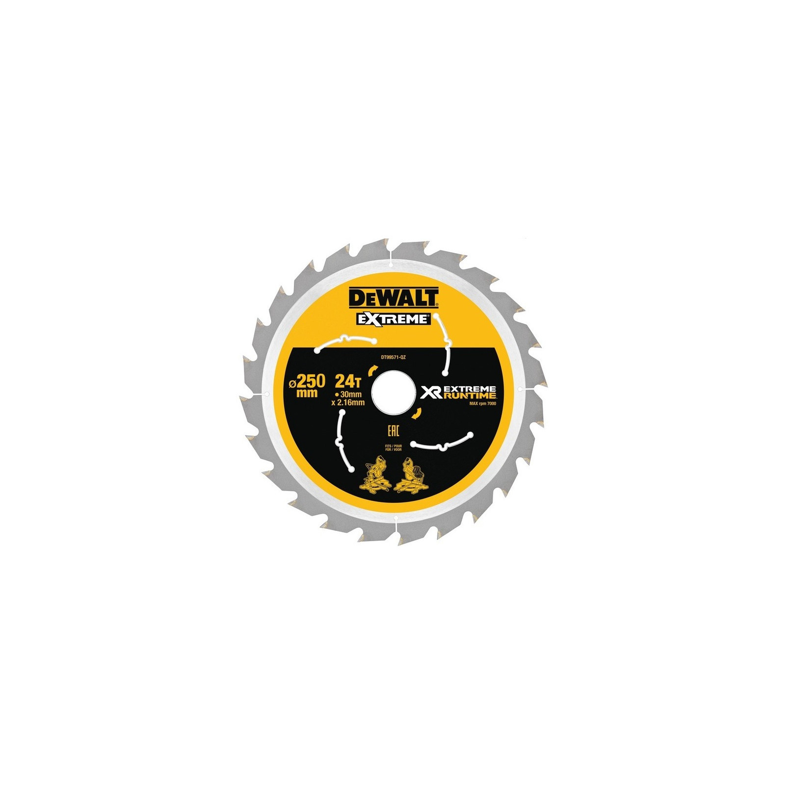 dewalt-flexvolt-extreme-pjovimo-diskas-medienai-250x30-mm-24t36t60t DeWALT FLEXVOLT EXTREME pjovimo diskas medienai 250x30 mm 24T/36T/60T - Image 1