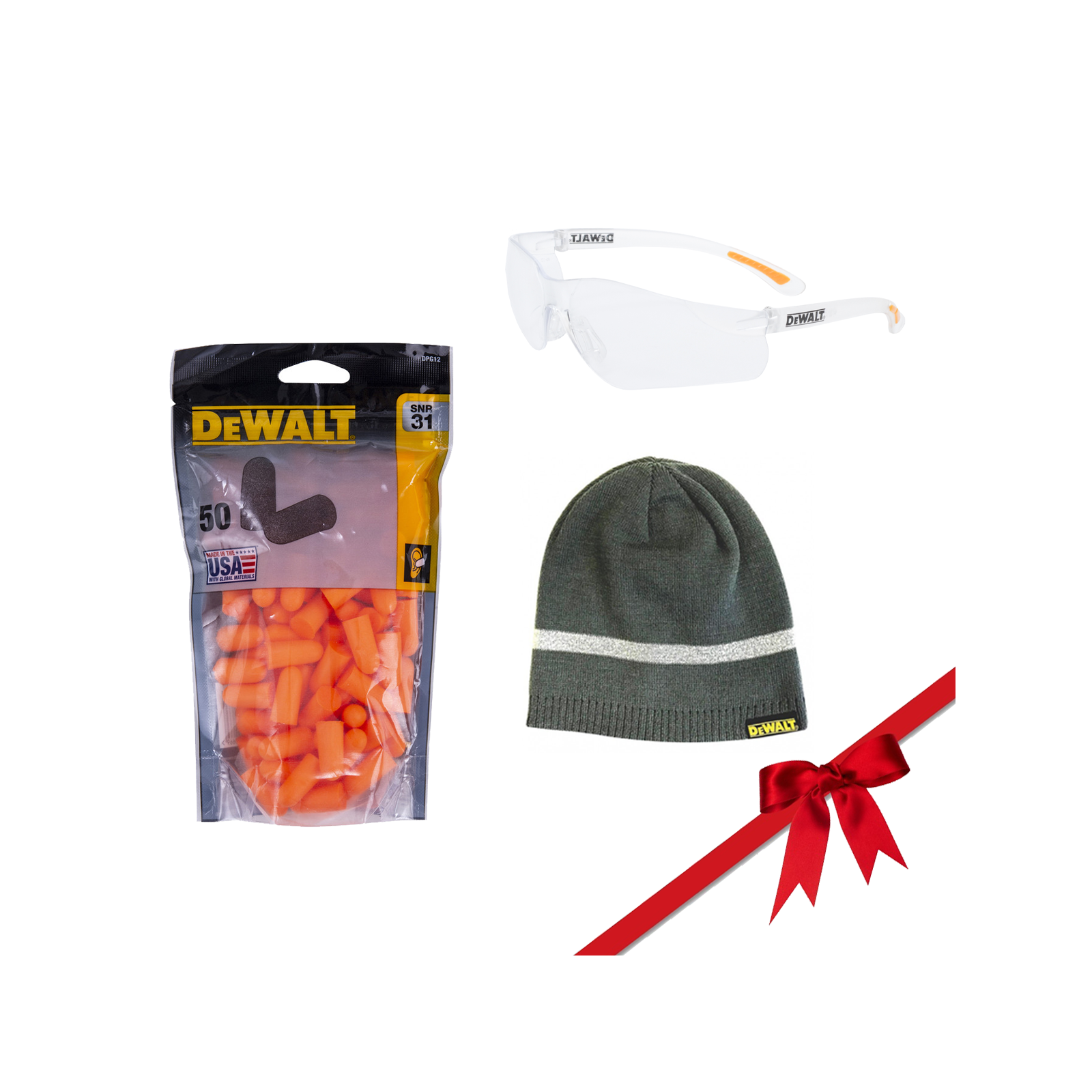 dewalt-kupures-apsauginiu-akiniu-ir-vienkartiniu-ausu-kistuku-rinkinys DeWALT kupurės, apsauginių akinių ir vienkartinių ausų kištukų rinkinys - Image 1