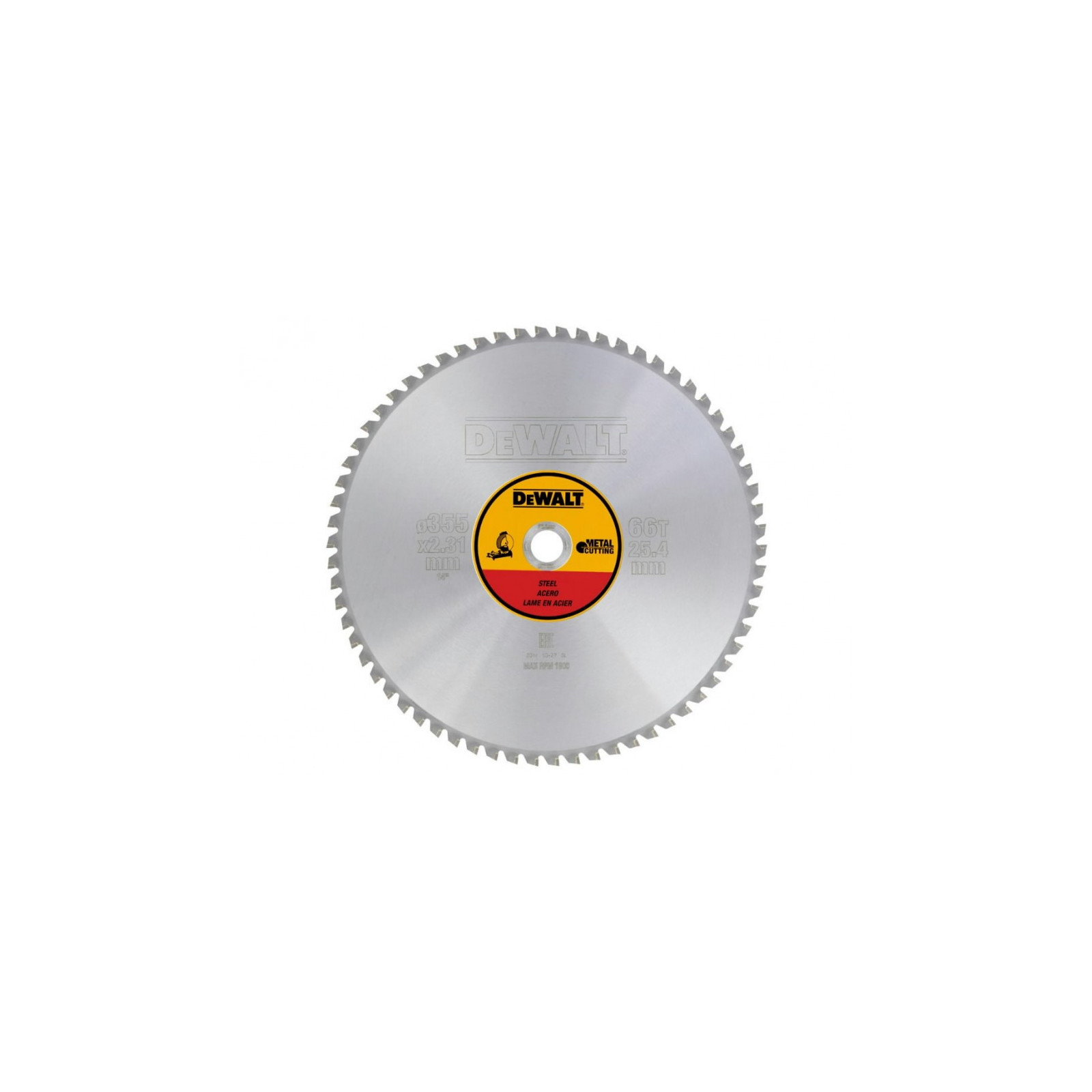 dewalt-pjovimo-diskas-metalui-355x254-mm-66t99t DeWALT pjovimo diskas metalui 355x25,4 mm 66T/99T - Image 1