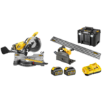 DHS780N DeWALT FLEXVOLT 54V XPS skersinio pjovimo staklės + DCS520T2R 54V įleidžiamas diskinis pjūklas su liniuote