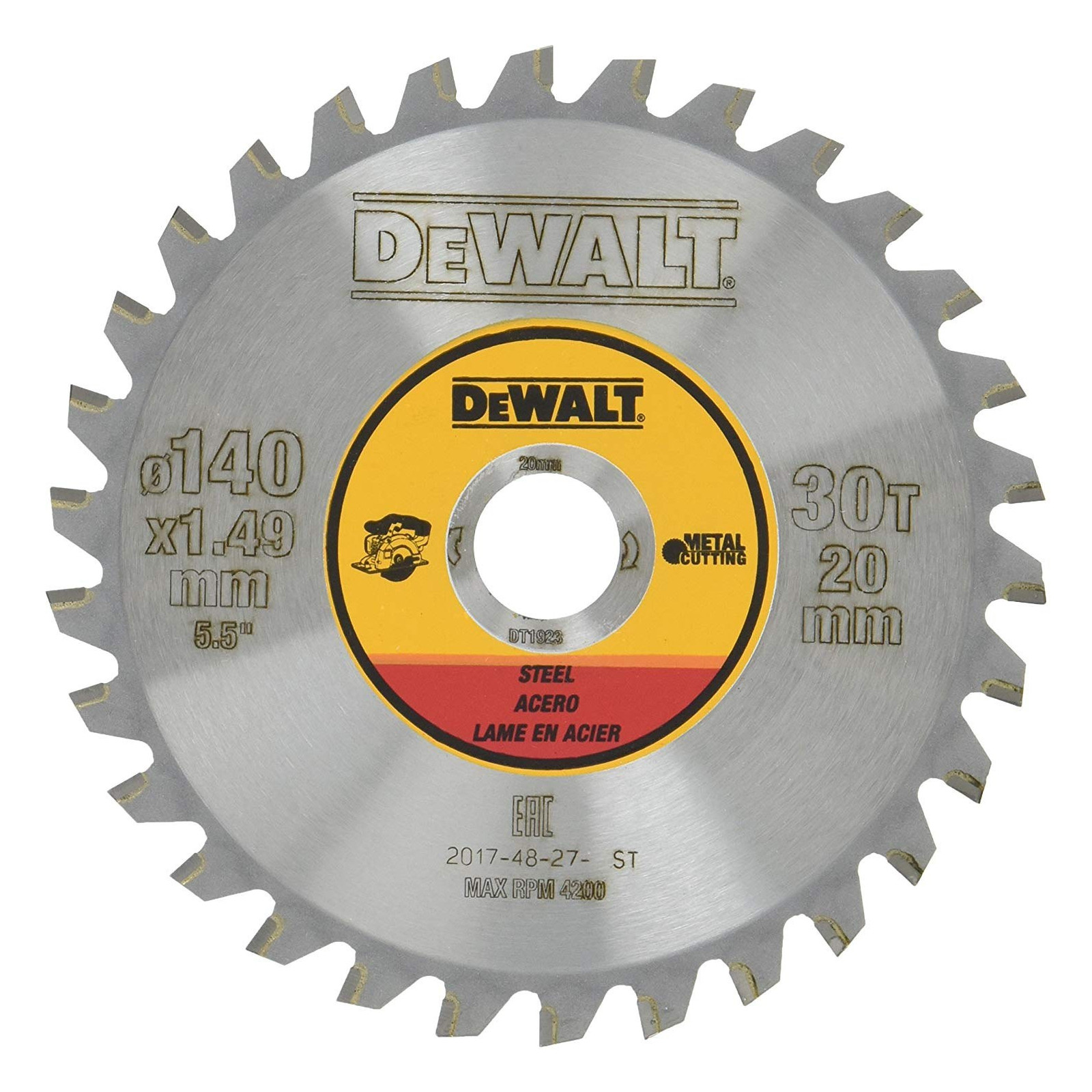 dt1923-dewalt-metalo-pjovimo-diskas-140x20-30t DT1923 DeWALT metalo pjovimo diskas 140x20, 30T - Image 1