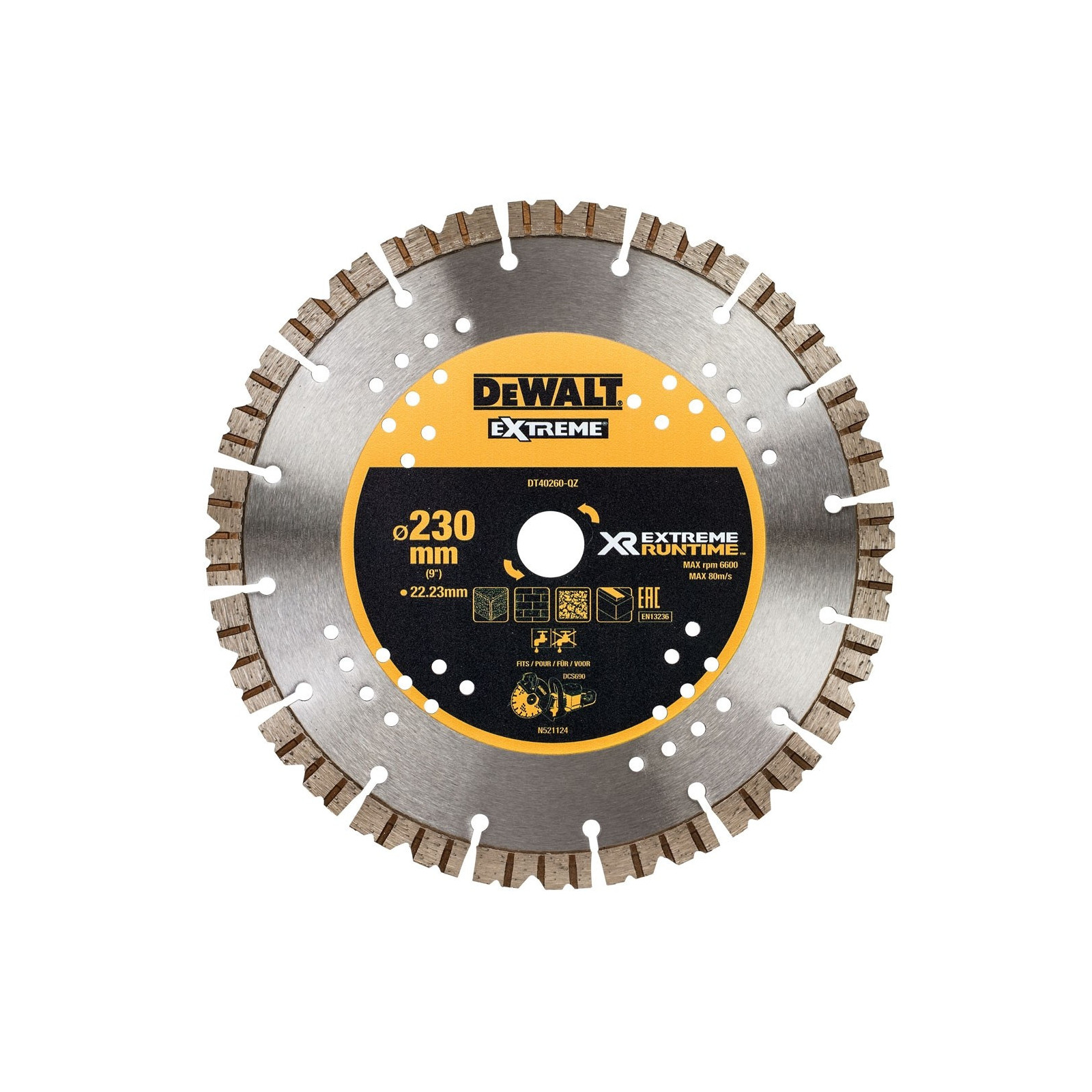dt40260-dewalt-extreme-deimantinis-betono-pjovimo-diskas-230x22mm DT40260 DeWALT EXTREME deimantinis betono pjovimo diskas 230x22mm - Image 1