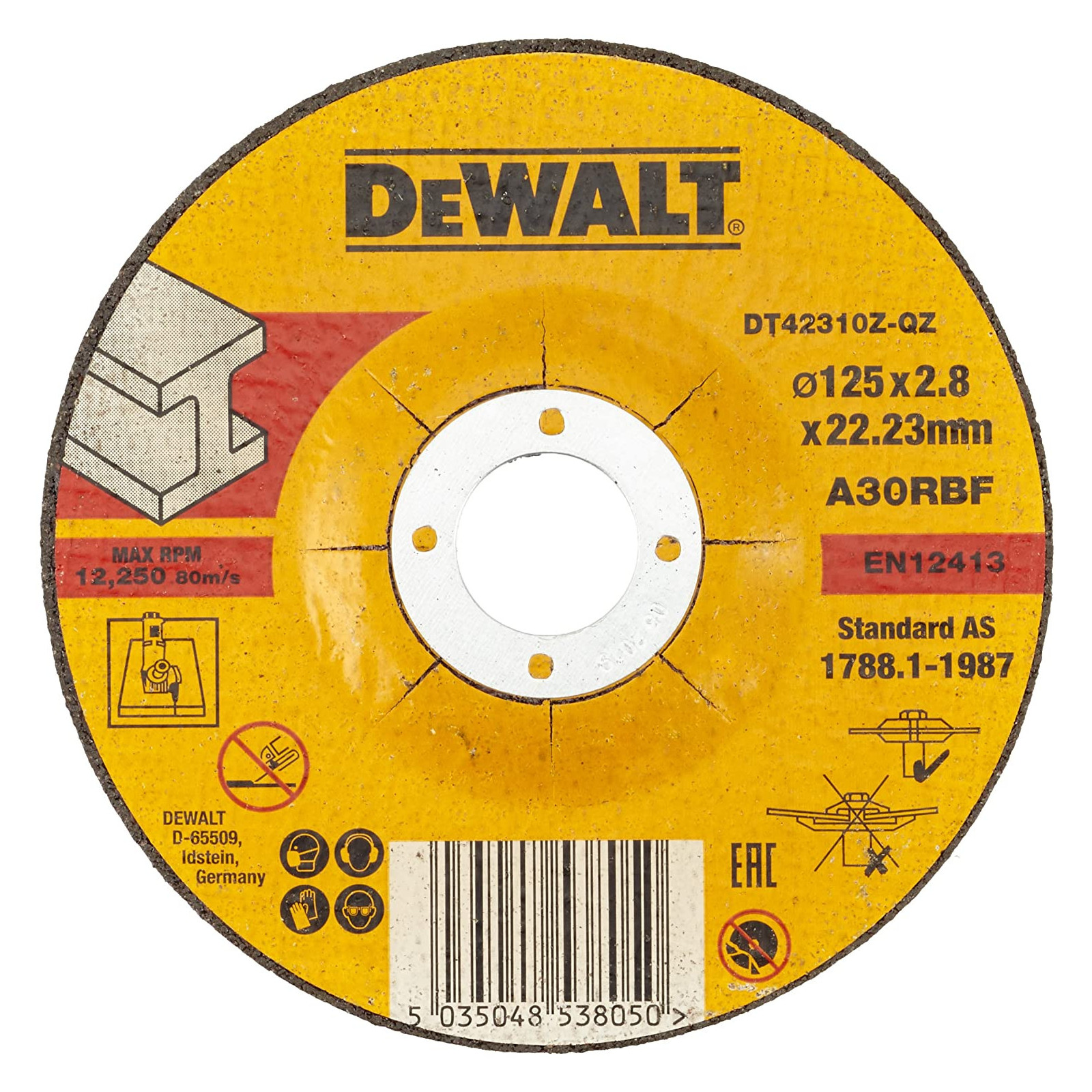 dt42310z-dewalt-pjovimo-diskai-125x28mm-10-vnt DT42310Z DeWALT pjovimo diskai 125x2.8mm (10 vnt.) - Image 1