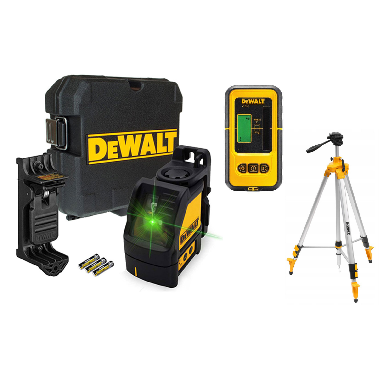 dw088cg-dewalt-lazerinis-nivelyras-de0892g-detektorius-de0881t-stovas DW088CG DeWALT lazerinis nivelyras + DE0892G detektorius + DE0881T stovas - Image 1