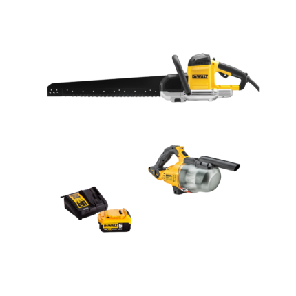 DWE397 + DCV501LN DeWALT tandeminis pjūklas 430 mm + rankinis siurblys (1x5.0 Ah)