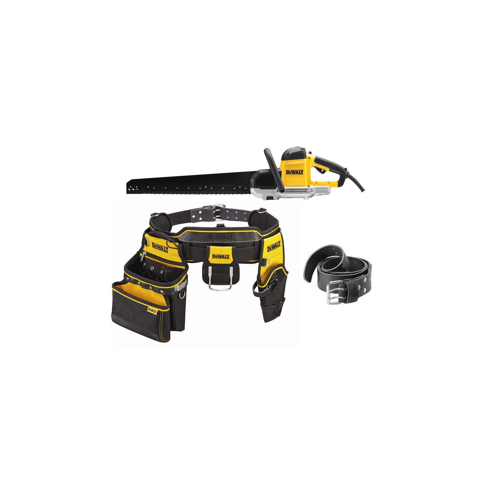 dwe397-dewalt-tusciaviduriu-plytu-pjuklas-430-mm-dwst1-75661-odinis-dirzas-dwst1-75552-prijuoste DWE397 DeWALT tuščiavidurių plytų pjūklas 430 mm + DWST1-75661 odinis diržas + DWST1-75552 prijuostė - Image 1