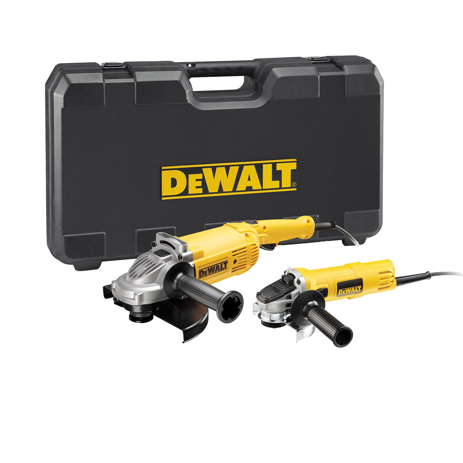 dwe494twin-dewalt-kampiniu-slifuokliu-rinkinys-125230-mm DWE494TWIN DeWALT kampinių šlifuoklių rinkinys (125+230 mm) - Image 1