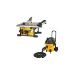 DWE7485 DeWALT išilginio pjovimo staklės 1850W, 210 mm + DWV905M DeWALT sauso/šlapio valymo statybinis dulkių siurblys