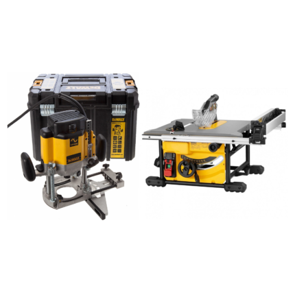 DWE7485 DeWALT išilginio pjovimo staklės + DW625EK kintamo greičio freza 2000 W