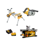 DWE7492 + DE7400 + DCV501LN DeWALT išilginio pjovimo staklės + išilginio pjovimo staklių stalas + rankinis siurblys (1x5.0 Ah)