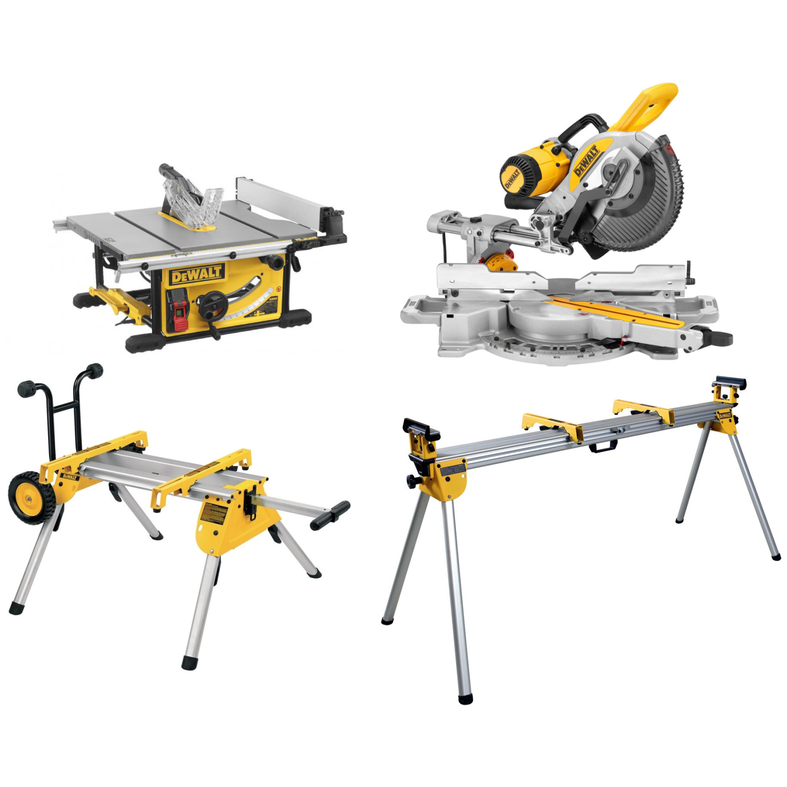 dwe7492-dewalt-isilginio-pjovimo-stakles-de7400-stovas-dws727-skersinio-pjovimo-stakles-de7023-stalas DWE7492 DeWALT išilginio pjovimo staklės + DE7400 stovas + DWS727 skersinio pjovimo staklės + DE7023 stalas - Image 1