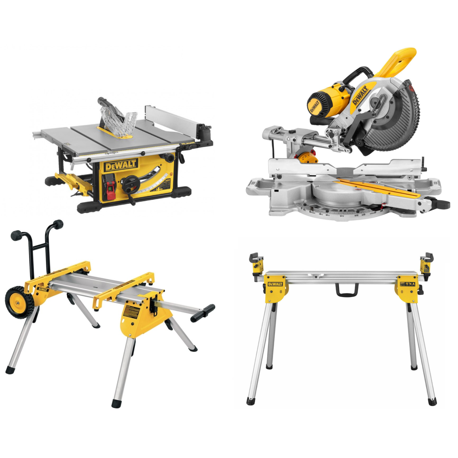 dwe7492-dewalt-isilginio-pjovimo-stakles-de7400-stovas-dws727-skersinio-pjovimo-stakles-de7033-stalas DWE7492 DeWALT išilginio pjovimo staklės + DE7400 stovas + DWS727 skersinio pjovimo staklės + DE7033 stalas - Image 1
