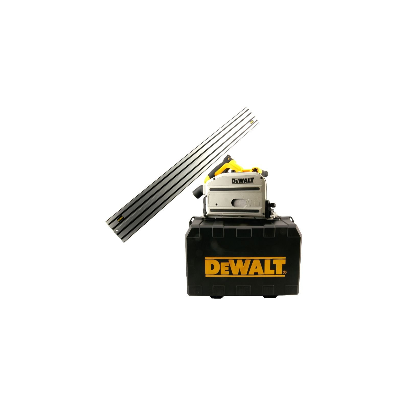 dws520kr-dewalt-55-mm-diskinis-pjuklas-su-15-m-liniuote DWS520KR DeWALT 55 mm diskinis pjūklas su 1,5 m liniuote - Image 1