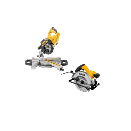 DWS773 DeWALT 216 mm skersinio pjovimo staklės 1300W + DWE5615 DeWALT 190 mm diskinis pjūklas 1500W
