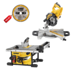 DWS773 DeWALT 216 mm skersinio pjovimo staklės 1300W + DWE7485 išilginio pjovimo staklės 1850W + DOVANA!