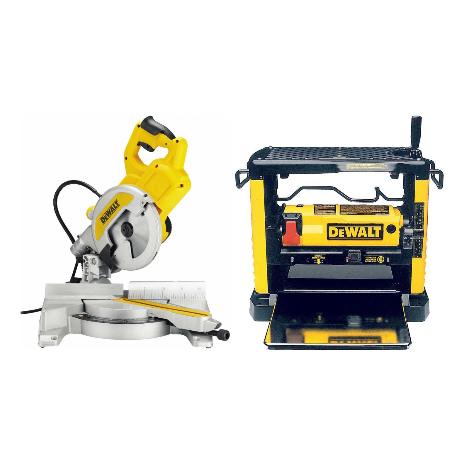 dws777-dewalt-216-mm-skersavimo-pjuklas-dw733-reismusines-obliavimo-stakles-type-11 DWS777 DeWALT 216 mm skersavimo pjūklas + DW733 reismusinės obliavimo staklės (Type 11) - Image 1