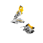 DWS777 DeWALT 216 mm skersinio pjovimo staklės + DWE5615 DeWALT 190 mm diskinis pjūklas 1500W