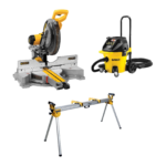 DWS780XPS DeWALT 305 mm slankus skersinis pjūklas + DE7023 stalas + DWV902M siurblys