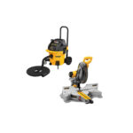DWS780XPS DeWALT skersinio pjovimo staklės (305 mm) + DWV905M DeWALT sauso/šlapio valymo statybinis dulkių siurblys