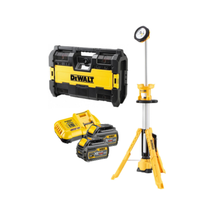 DWST1-75659 DeWALT TOUGHSYSTEM radijas + DCL079 prožektorius + 2 x DCB546 + DCB118 FLEXVOLT 54V akumuliatoriai ir įkroviklis