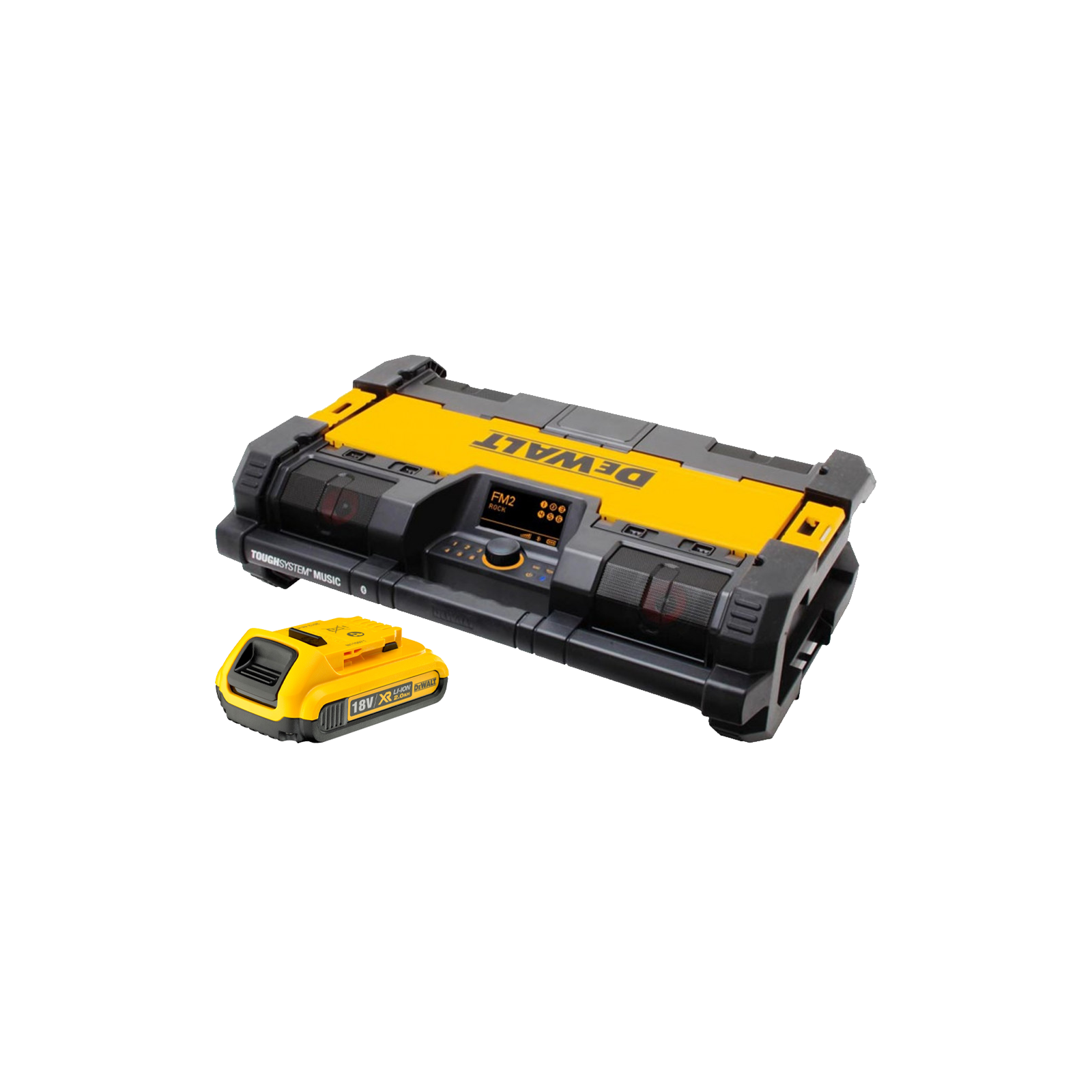 dwst1-75663-dewalt-toughsystem-radija-bateriju-kroviklis-dcb183-18v-20-ah-baterija DWST1-75663 DeWALT TOUGHSYSTEM radija - baterijų kroviklis + DCB183 18V 2.0 Ah baterija - Image 1