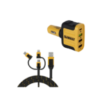 DXMA141-9009-DWG DeWALT 4IN1 automobilinis įkroviklis 18W + DXMA131-1356-DWG DeWALT 3IN1 kabelis