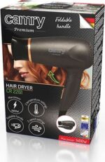 Camry | Hair Dryer | CR 2261 | 1400 W | Number of temperature settings 2 | Metallic Grey/Gold - Image 3