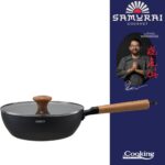 Wok keptuvė su dangčiu aliuminio su keramikos danga 24x7.5cm HR-SNT-WC24 HEINNER