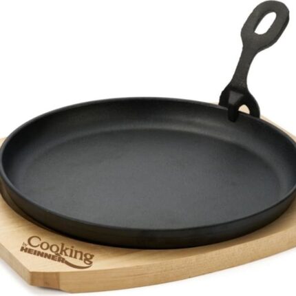 Keptuvė steikams su medine baze ketaus 22cm HR-YT-912 HEINNER