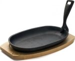 Keptuvė steikams su medine baze ketaus 24x14cm HR-YT-995 HEINNER