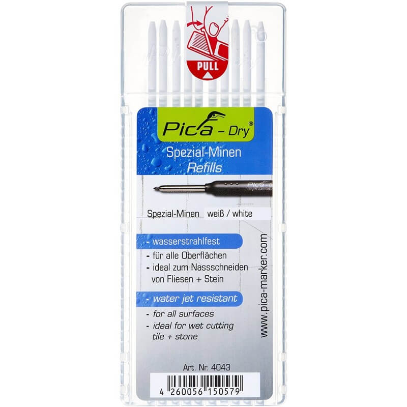 grafitines-serdys-pica-4043-baltos-28mm-10vnt Grafitinės šerdys PICA 4043 baltos 2,8mm, 10vnt. - Image 1