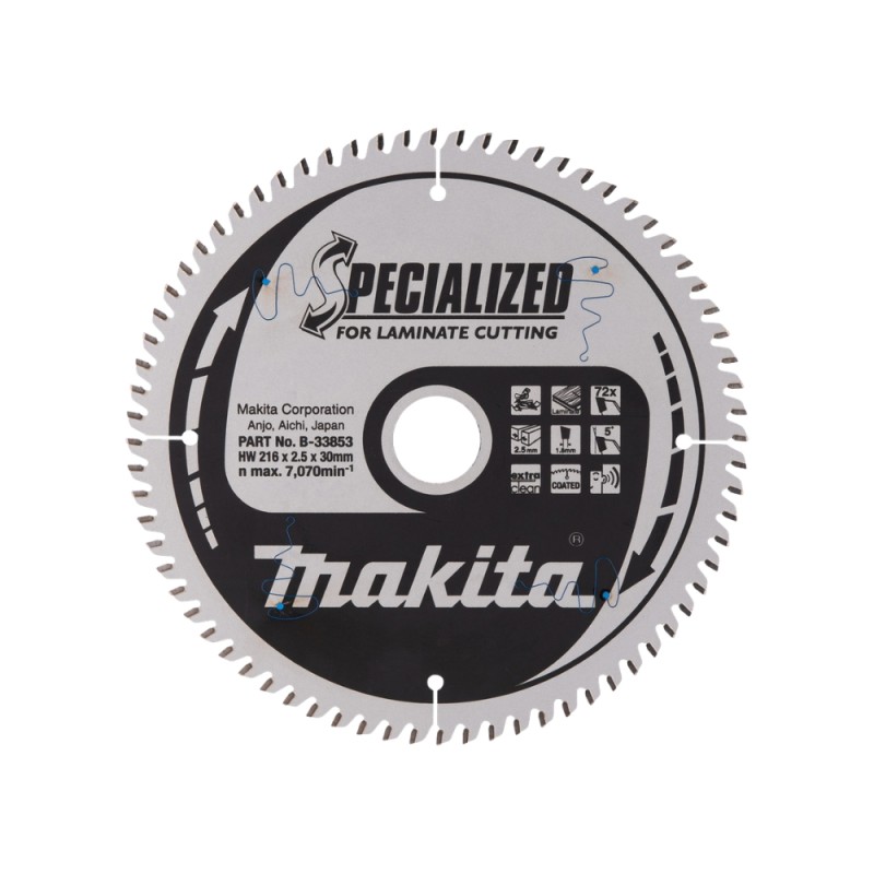 pjovimo-diskas-laminatui-makita-216x30x25mm-72t-5 Pjovimo diskas laminatui MAKITA 216x30x2,5mm 72T 5° - Image 1