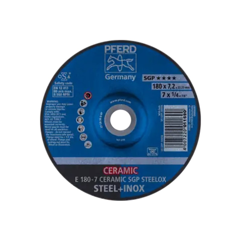 slifavimo-diskas-pferd-e180-7-ceramic-sgp-steelox Šlifavimo diskas PFERD E180-7 Ceramic SGP Steelox - Image 1